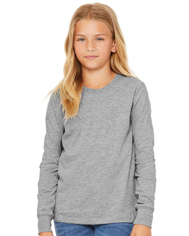 Bella and Canvas Youth Long Sleeve Black, White, Grey 3501Y