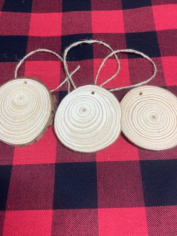 Sliced Wood Ornament - 3 pack