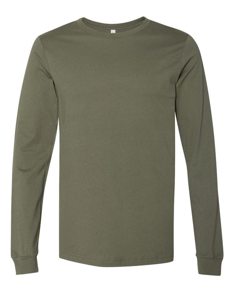 Bella and Canvas 3501 Long Sleeve Black, White, Ash Grey, and Military Green
