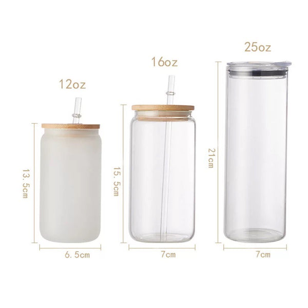 Bamboo Lid Glass Sublimation Tumbler